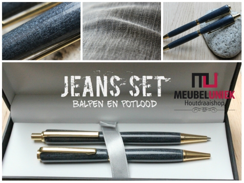 Handgedraaide pen van jeans